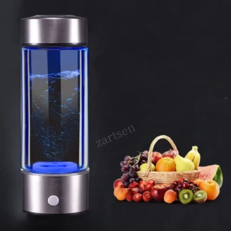 Hydrogen-Rich Water Bottle Ionizer - Portable Alkaline Generator with USB Rechargeable Feature - 430ml Healthy Cup for Anti-Aging Benefits