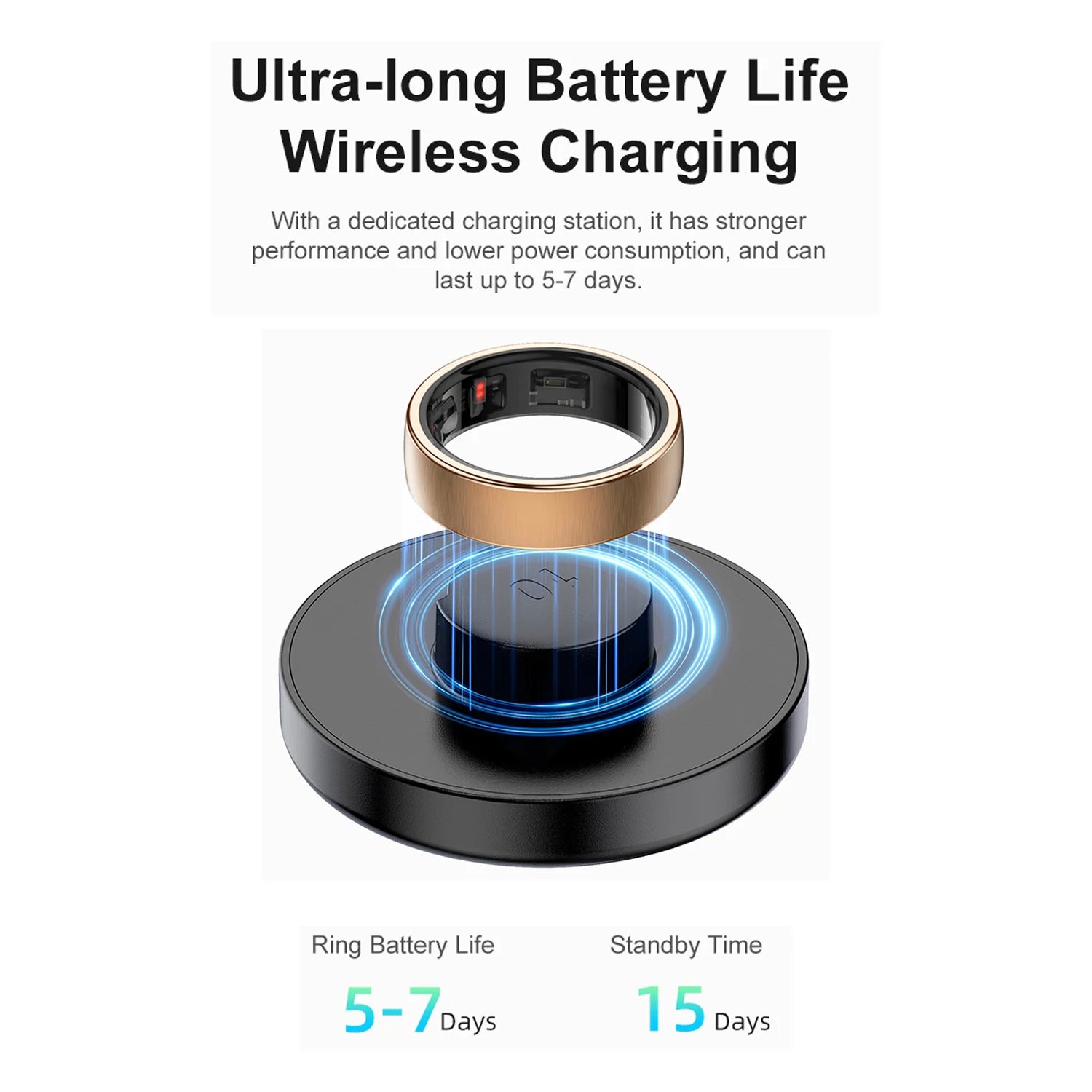 R10 Smart Ring with Charging Case Men Women Health Heart Rate Sleep Monitor IP68 & 5ATM Waterproof Multi-Sport Mode