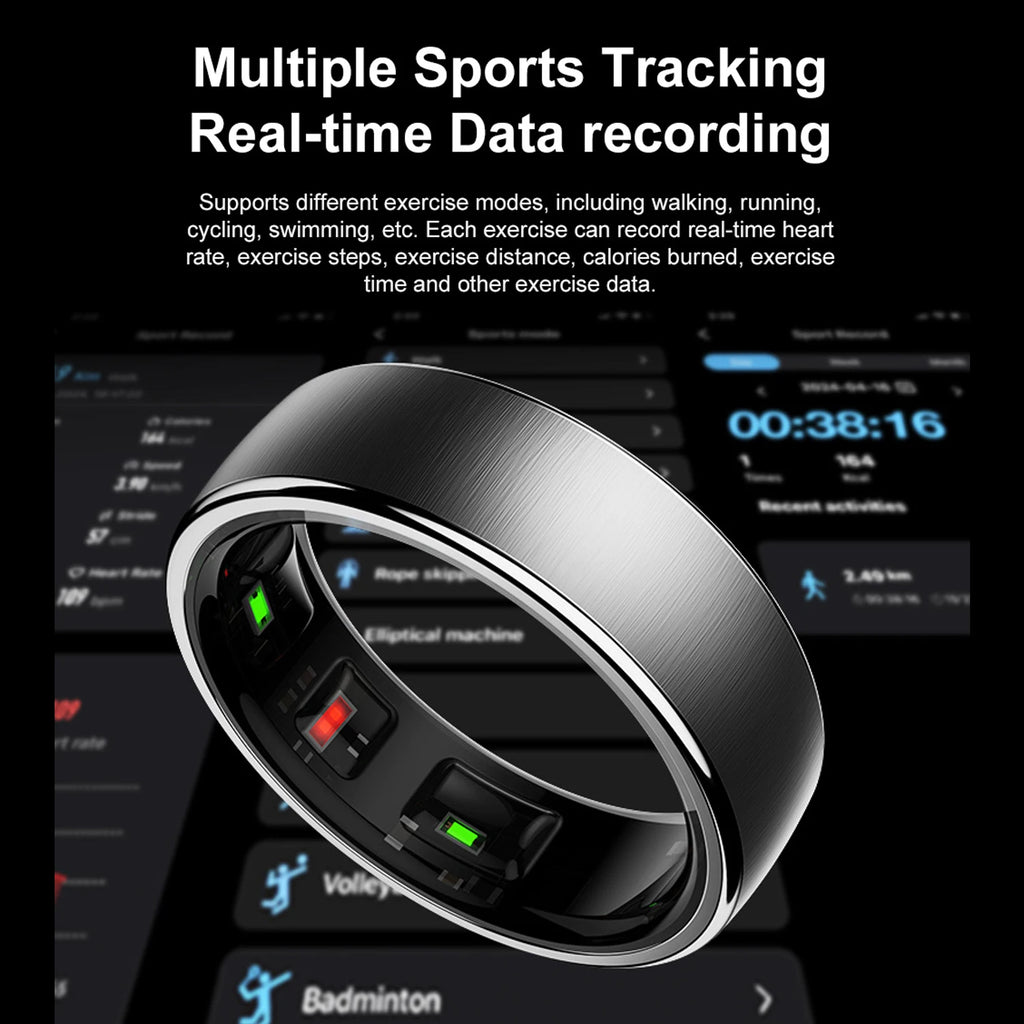R10 Smart Ring with Charging Case Men Women Health Heart Rate Sleep Monitor IP68 & 5ATM Waterproof Multi-Sport Mode