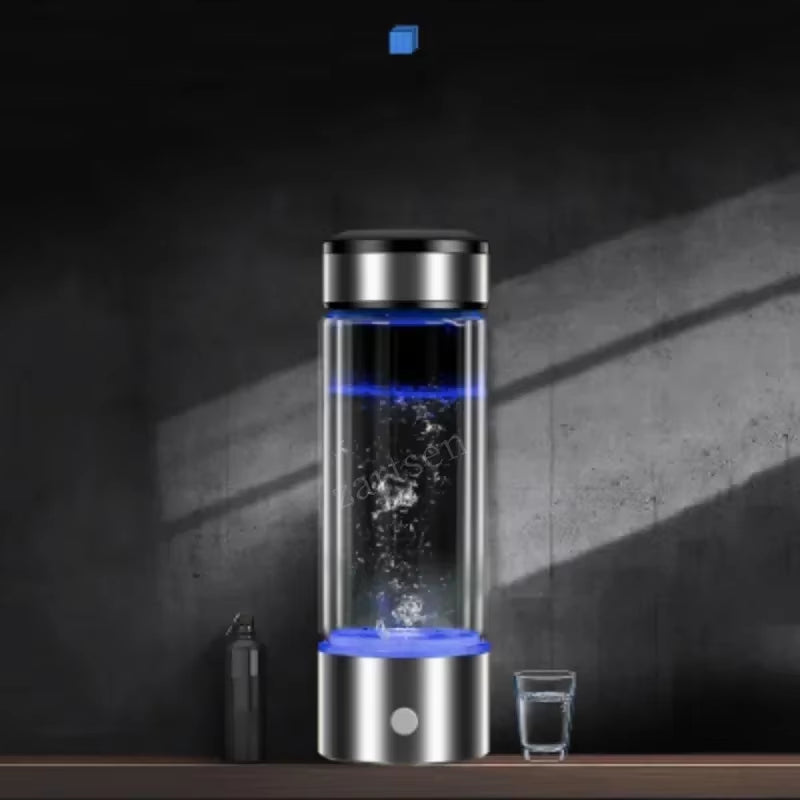 Hydrogen-Rich Water Bottle Ionizer - Portable Alkaline Generator with USB Rechargeable Feature - 430ml Healthy Cup for Anti-Aging Benefits